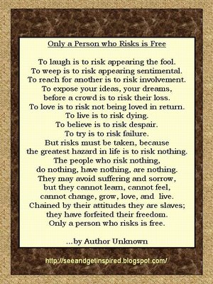 Risk Poem - Corporate Laughter Yoga Training & Workshop Specialists in the UK | Corporate Wellness & Workplace Wellbeing Programmes, Trainings & Workshops in London UK with Laughter Yoga Expert Lotte Mikkelsen