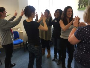 2017 03 London Laughter Yoga Leader Magic 2 1024x768 - Corporate Laughter Yoga Training & Workshop Specialists in the UK | Corporate Wellness & Workplace Wellbeing Programmes, Trainings & Workshops in London UK with Laughter Yoga Expert Lotte Mikkelsen