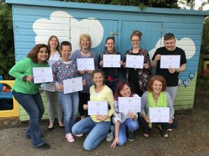 2018 05 Day 2 Laughter Yoga Leader Training St Albans Group 02 - Corporate Laughter Yoga Training & Workshop Specialists in the UK | Corporate Wellness & Workplace Wellbeing Programmes, Trainings & Workshops in London UK with Laughter Yoga Expert Lotte Mikkelsen