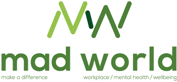 Mad World Logo 2019 - Corporate Laughter Yoga Training & Workshop Specialists in the UK | Corporate Wellness & Workplace Wellbeing Programmes, Trainings & Workshops in London UK with Laughter Yoga Expert Lotte Mikkelsen