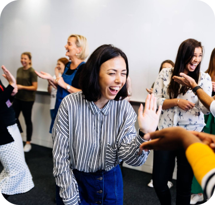 coaching session - Corporate Laughter Yoga Training & Workshop Specialists in the UK | Corporate Wellness & Workplace Wellbeing Programmes, Trainings & Workshops in London UK with Laughter Yoga Expert Lotte Mikkelsen