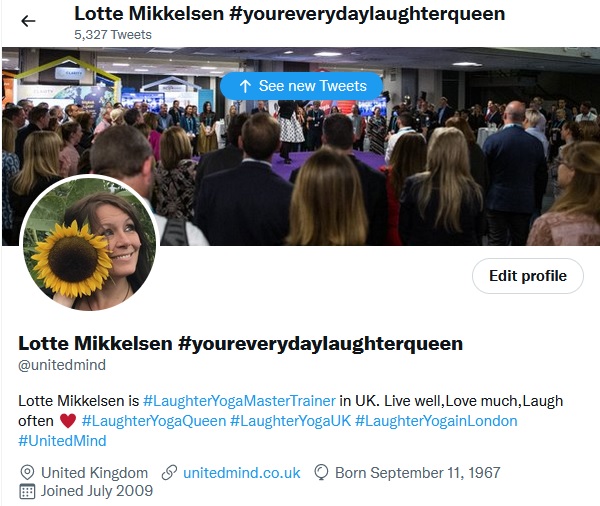 2022 UnitedMind on Twitter - Corporate Laughter Yoga Training & Workshop Specialists in the UK | Corporate Wellness & Workplace Wellbeing Programmes, Trainings & Workshops in London UK with Laughter Yoga Expert Lotte Mikkelsen