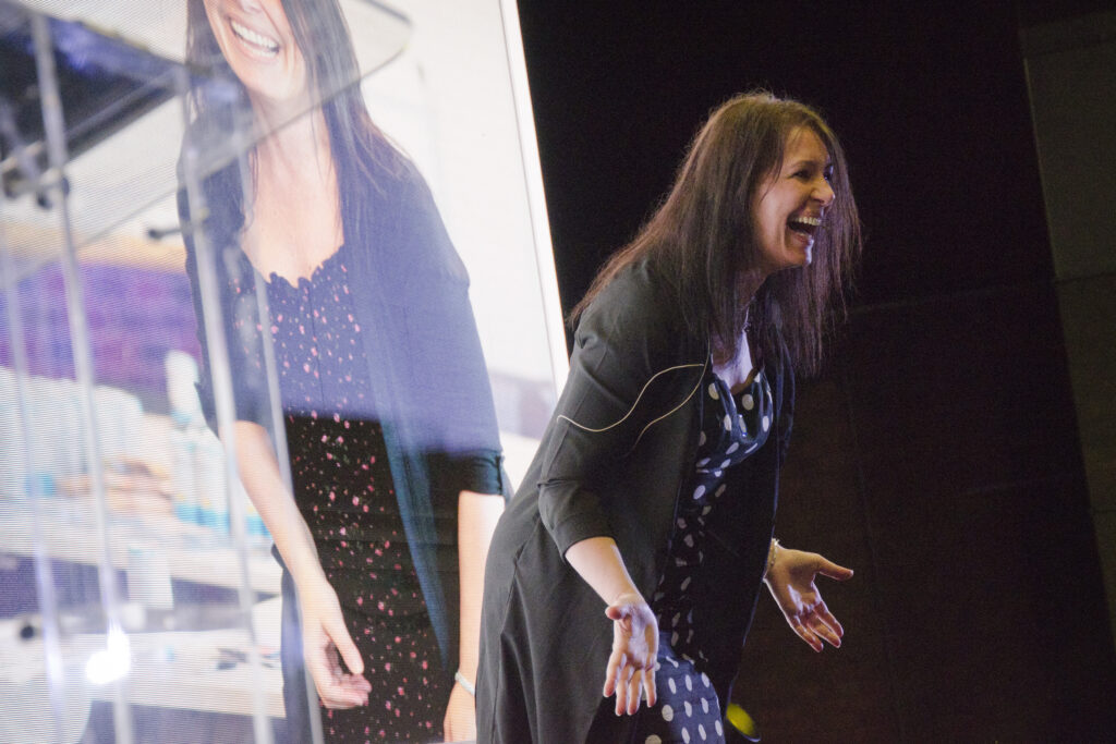 2018 06 02 Lotte Mikkelsen Happiness Festival 03 - Corporate Laughter Yoga Training & Workshop Specialists in the UK | Corporate Wellness & Workplace Wellbeing Programmes, Trainings & Workshops in London UK with Laughter Yoga Expert Lotte Mikkelsen